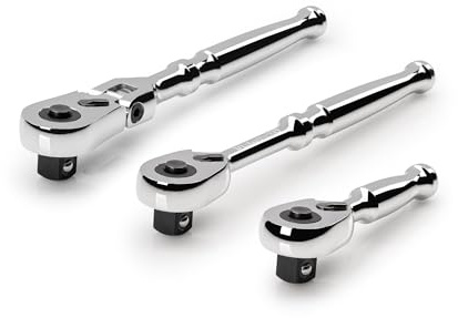 TEKTON 3/8 Inch Drive Quick-Release Small Body Ratchet Set (3-Piece) | SRH99122