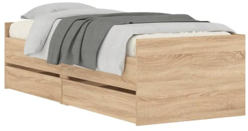 vidaXL Bettgestell mit Schubladen Sonoma-Eiche 90x200 cm