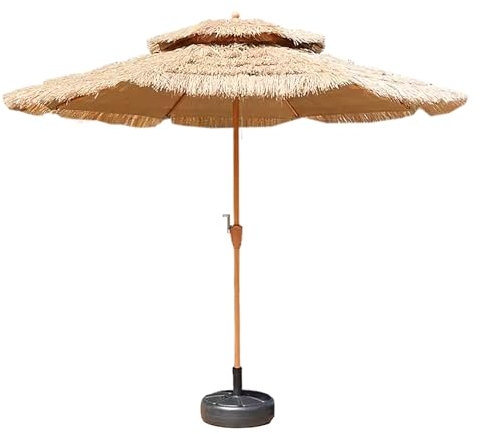 Ombrelloni Giardino con Base Ombrellone da Spiaggia Antivento Resistente Ombrello Mare Portatile Grande Parasole Viaggio Naturali(Color:Natural B 270CM)