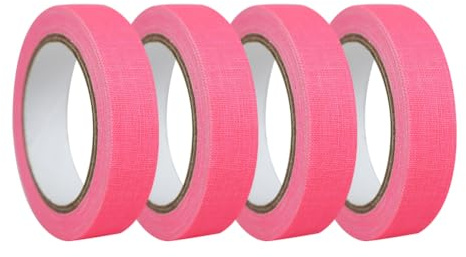 4 rollos de cinta de tela fluorescente fluorescente de 15 mm x 5 m que brilla en la oscuridad, cinta de luz negra UV, cinta decorativa brillante para fiestas, hogar, color rosa