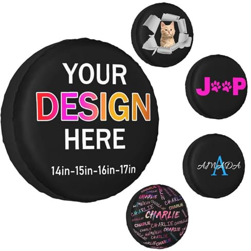 Funda para Rueda de Repuesto Personalizada Universal con Foto Texto o Logotipo, Resistente al Agua y al Polvo, para Camiones, Remolques, Autocaravanas, Todoterrenos, Vehículos Universales