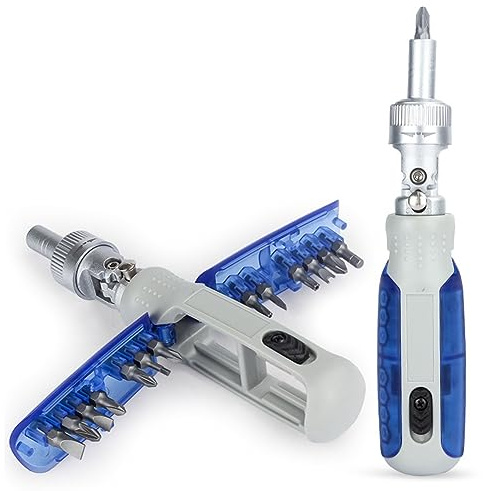 Rensimote Multi Angle Bidirectional Ratchet Screwdriver Set 15 in 1 Torx Magnetic Driver Bit Screwdrivers Easy to Use B