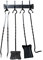Set Attrezzi da Camino in Ferro Battuto, 4 Pezzi con Supporto a Parete, 33,5x57cm, Made in Italy