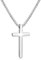 Hshenjhu Collar Cruz, Colgante Cruz Cadena Acero Inoxidable, Cadena Collar para Hombre Mujer 55 cm, Crucifijo Colgante para Cristianos Católicos Comunión Religiosa, Bautismo, Misa, Biblia, Plata