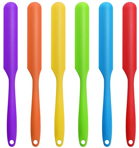 6 espátulas de silicona para tarros de 6 colores, resistentes al calor, para tartas, crema, mantequilla, con mango largo, antiadherente, para cocina, hornear, cocina, manualidades, agitar, mezclar