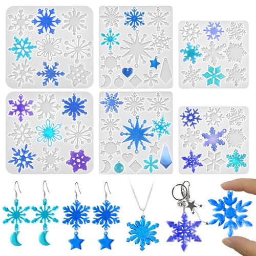 ZQYSING Snowflake Earring Mold, in Pairs Christmas Earring Molds with Hole