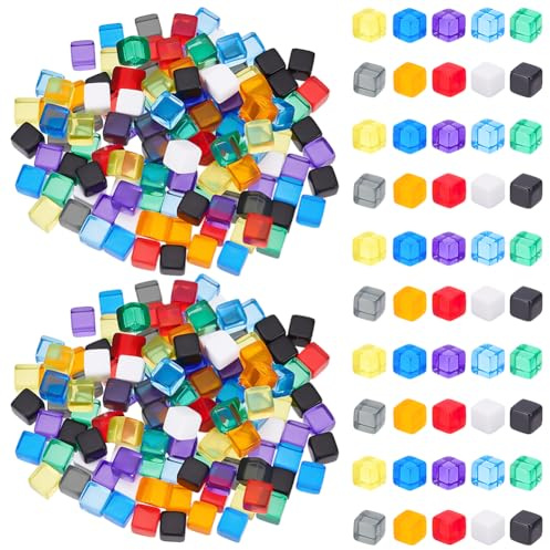 BENECREAT 300 dé Vierge de 10 Couleurs Dés à Six Faces en Acrylique de 7.5mm Cubes de Couleurs Assorties pour Créer des Jeux Créatifs Accessoires de Jeux de Société
