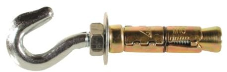 4x M6 x 80mm Super Heavy Duty Expansion Hook Bolts, Shield Hook Anchor Bolts for Securing into Concrete, Brick, and Masonry Walls Yellow Zinc Plated
