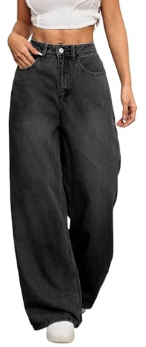 OYICAI Pantalon Denim Baggy Jeans Femme Large Jambe Y2K Hip Hop Streetwear | Laisé,Vintage,2000s,Rétro