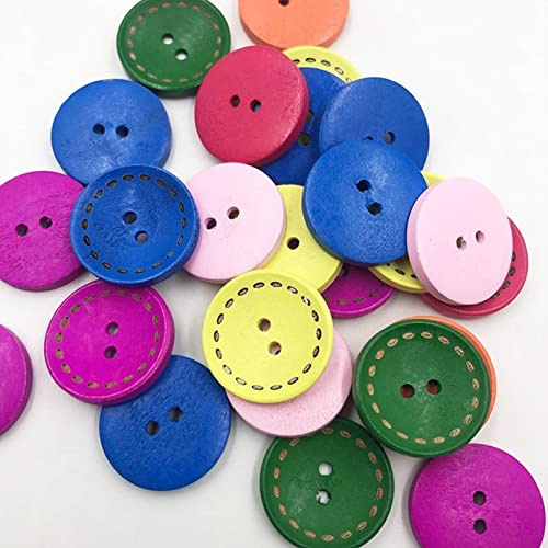 pulsante di resina, Bottoni in legno grandi premium da 1 pollice for cucito, abbigliamento artigianale, maglioni, bottoni decorativi colorati in naturale, 2 fori 20-40 pezzi(40Pcs)