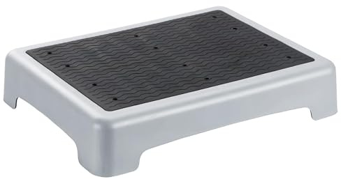 Non-Slip Half Step 9 cm, Entry Aid Step Stool, Portable Climbing Aid Stairs Step, Footrests with Non-Slip Protection for Seniors, Shower, Bathtub, Car, Outdoor, 220 lbs Capacity, Black Grey