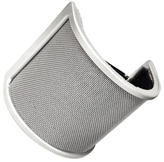 SUIOPPYUW Mikrofonvindskydd Metallnät Viktigt Bärbart Mikrofonfilter U-form Förbättrar Röstens Klarhet Under Inspelning Professionell Utrustning Röstinspelning Spel, Silver med bomull, 3.15x2.95 tum