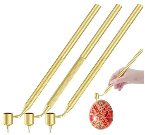 Bortivier Set di 3 Penne da Disegno Pysanka Set A Calda per Arti Decorative per Uova di Pasqua Forniture Pysanky