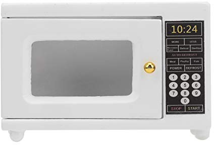 Aatraay Four à Micro-ondes pour Maison de Poupée 1:12, Mini Appareil de Cuisine avec Porte Ouvrante pour Accessoires de Maison de Poupée, Meubles de Décoration en Bois