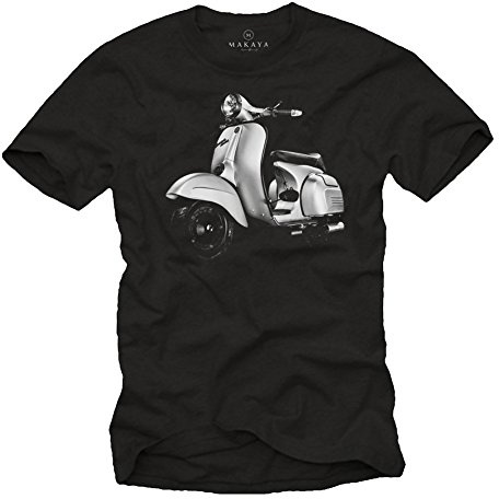 MAKAYA Maglietta con Stampa Vintage - Moto e Scooter Special 125ccc - T-Shirt Uomo Nera M