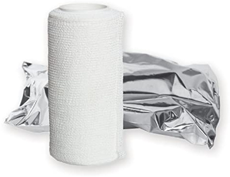 Previs – PrevinzincA, icke-elastiskt bandage av 100% bomull med 15% zinkoxidpasta, storlek 8 cm x 6 m, förpackning med 10 stycken i aluminiumpåse