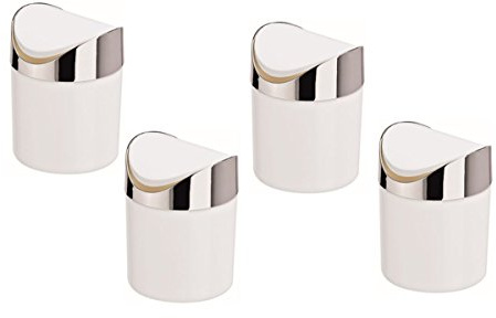 TAMLED SET Tischabfalleimer weiß mit Schwingdeckel