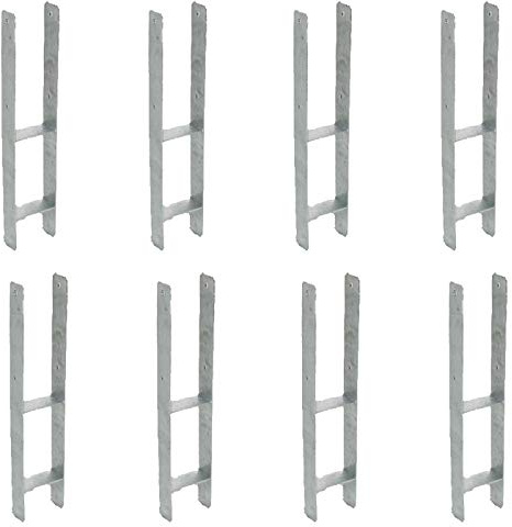 Gardopia Sparpaket: 8 x 101mm Pfostenträger H-Form Feuerverzinkt zum Einbetonieren