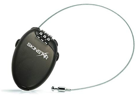 SkinStar Premium kombinationslås – kabellås lång kabel – individuell numerisk kod – superlätt och kompakt – optimal för kortvarig säkring av cyklar, barnvagnar, bagage