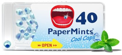 PAPERMINTS - Billes à la Menthe pour une haleine fraiche et durable - Combat la mauvaise haleine - Bonbon menthol sans sucre ni alcool - Petit format - 40 billes cool caps