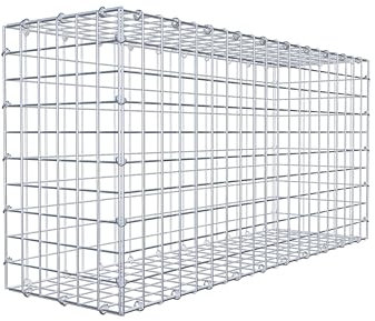 GABIONA Gavión de piedra rectangular, malla de 5 x 5 cm, profundidad de 30 cm, gavión de 100 x 50 x 30 cm (largo x alto x profundidad), anillo en C.