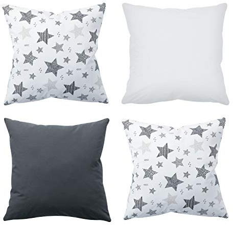Amilian 4er-Set Dekokissen 40 x 40 cm mit Füllung und Bezug – Zierkissen Sofakissen aus 100% Baumwolle – Wohnzimmer, Schlafzimmer, Couch Deko – Set 05