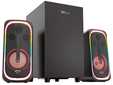 Trust Gaming GXT 635 Rumax 2.1 Bluetooth PC Lautsprecher mit Subwoofer, 80 W (40 W RMS), Computer Boxen, Kabellos, Speakers mit RGB, Fernbedienung, 2.1 Soundsystem für PC, Laptop, Xbox, PS4, PS5