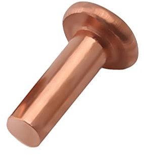 Juvielich Flat Head Solid Copper Rivets Nuts Copper Flat Head Semi-Tubular Rivets for Household Automobile Industry Brass Tone 4x12mm 50PCS