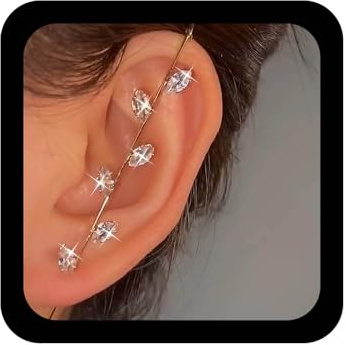 Andelaisi Boucles d'oreilles Bohème en Forme de Feuille de Strass - Boucles d'Oreilles Dorées - Boucles d'Oreilles à Crochet - Bord Doré - Accessoires pour Occasions Spéciales pour Femme
