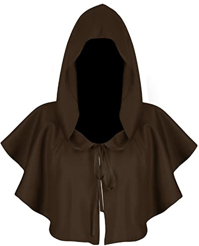 Proumhang Capa con Capucha de Halloween Capa Gótica Medieval Bruja Mago Vampiro Muerte Cosplay Disfraz Grim Cowl Con Capucha Poncho Navidad Carnaval Fiesta Accesorios Unisex Talla única
