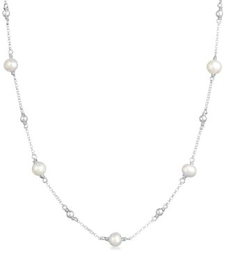 Elli Halskette Damen Kugeln Filigran mit Süßwasserzuchtperlen in 925 Sterling Silber Vergoldet