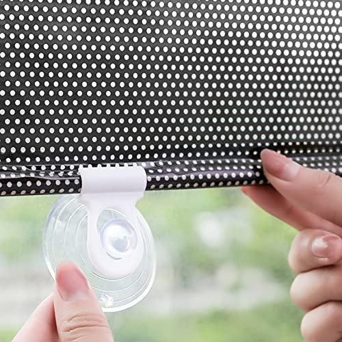 YUESHEN888 Einziehbarer Balkon Sonnenschutz Fenster TemporäRe Jalousien mit Saugnäpfen für den Heimgebrauch Sonnenschutz Badezimmer Wärmeisolierung,Abnehmbar Reisevorhang,schwarzer Tupfen (50x125cm)