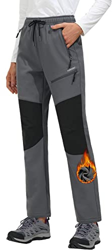 MOCOLY Damen Trekkinghose Thermo Skihose Winter Fleece Gefütterte Softshell Wanderhose Wasserdicht Warm Outdoor Hose Schneehose Langlaufhose Jagdhose Funktionshose Arbeitshose
