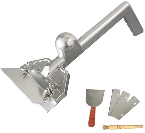 Botiliceer Grill Scraper Heavy Duty Commercial Griddle Scraper Flat Top Grill Accessories Barbecue Cooking Tool with 1 Shovel 3 Extra Blades and 1 Brush for Outdoor Grill Barbecue