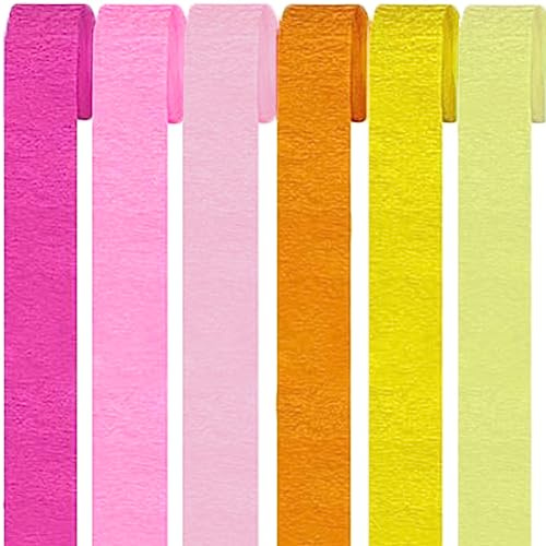 6 Rollen Bunt Krepppapier,Regenbogen kreppbänder Hintergrund Luftschlangen Papier Rainbow Crepe Paper Bastelkrepp für Party Dekoration und Handarbeiten Papierkunst 6 Farben (Set 4)