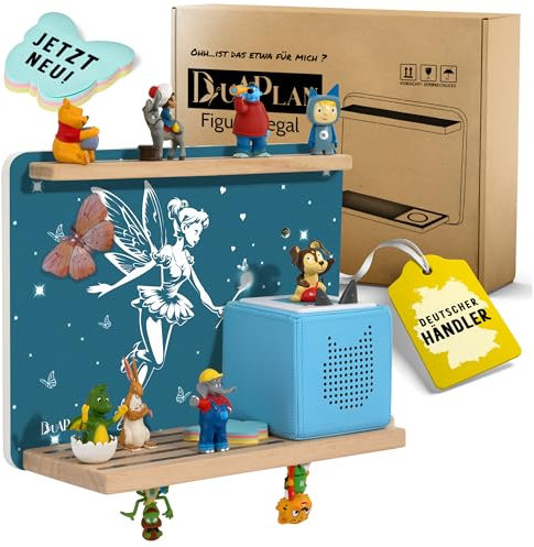 DUAPLAN Kinder Regal kompatibel mit Toniebox und 40 Tonies magnetisches Wandregal zur Aufbewahrung im Kinderzimmer Türkis Blau Fee Design platzsparend und zauberhaft für Mädchen und Jungen
