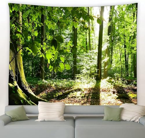 Pechiwuo Wald Wandteppich Anlage Wandbehang Natur Wandtuch Aesthetic mit Muster Wandteppiche 3D Tapisserie Tapestry für Schlafzimmer Wohnzimmer Wohnheim Deko 220 x 240 cm C1079
