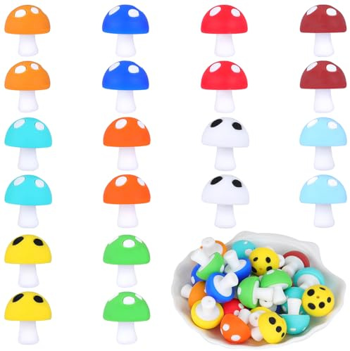 WEWAYSMILE 20 pièces 10 styles Impression Perles en Silicone, Perles Focales En Silicone, Perles Silicone En Vrac, Pour Fabrication Bijoux À Bricoler Soi-Même, Porte-Clés, Bracelet(Couleur Mixte)