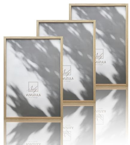 VUVUZULA Bilderrahmen A3 Holzrahmen Holz 30x42cm Fotorahmen Eiche 3er Set MDF Rahmen DIN A3 für Urkunden Natur