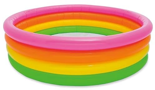Virsus Piscina Gonfiabile Multicolor 441NP, misura 168x46 cm, Piscinetta per piccoli in Pvc a 4 Anelli gonfiabili color giallo, verde, rosa e arancione, per terrazzo, giardino, spiaggia