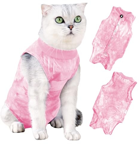 Mezrkuwr Katzenbody Nach Op Kastration für Katzen Kleidung weicher Einteiler Kätzchen-Spay-Halsband-Alternative Operationsgenesungsanzüge für Katzen (S)