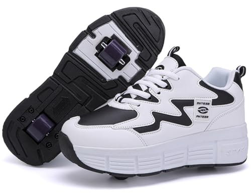 Schuhe mit Rollen für Jungen Mädchen Skateboardschuhe für Kinder Erwachsene Rollschuhe Outdoorschuhe Turnschuhe 2-in-1-Multifunktionsrollschuhe Sneakers Sportschuhe (WOW-V22, 42EU)
