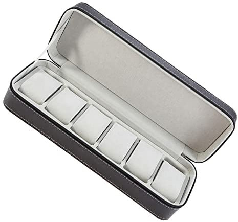 LIFKOME Uhrenbox 6 Slots Schwarzes Pu Leder Mit Reißverschluss Uhrenetui Uhrenaufbewahrungsbox Für Schmuck Und Reise