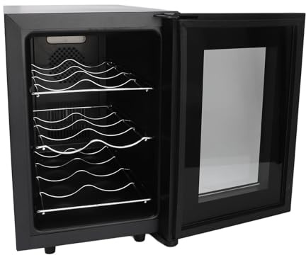 Depisuta Réfrigérateur à Vin 6 Bouteilles, Réfrigérateur à Vin Autoportant avec Affichage LED, Contrôle de la Température de 12 °C à 15 °C et Barre de Porte en Verre Transparent, Cave à