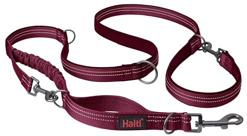 HALTI Anatomy Multifunktionellt hundkoppel - Stötdämpande koppel med karbinhakar i båda ändar, perfekt för hundträning och promenader. Bekvämt att hålla. Lämpligt för valpar (Storlek L, Magenta)