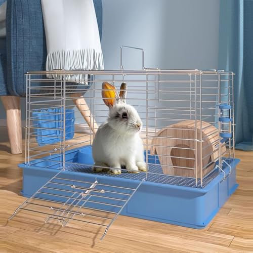 HJYryhyfddply Hasenkäfig, Kaninchenkäfig für Den Innenbereich mit Griff Und Doppeltür-Design, Leicht Zu Demontieren Und Zusammenzubauen, Kleintierhaus für Kaninchen, Frettchen, Chinchilla(Medium)