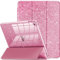 INFILAND Custodia per iPad 9a generazione 2021/iPad 8a generazione 2020/iPad 7a generazione 2019 da 10,2, custodia glitterata con retro trasparente, portapenne per bambine, rosa