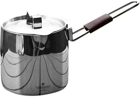 Camping-Topf,Edelstahl-Topf | 572 ml antihaftbeschichtete Soßenpfanne mit Deckel,Tragbar, ofenfest, spülmaschinenfest, ergonomischer Griff, Induktionssoßentopf mit Deckel zum einfachen Ausgießen