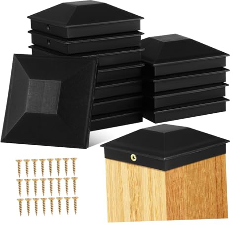 DOITOOL 12pcs Outdoor Fence Post Caps with Screws Wood Deck Post Covers Plastic Column Caps for Garden and Fencing Accessories