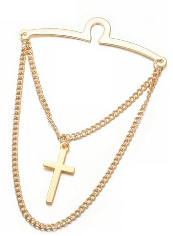 RunootPR KetteKrawattenkette mit Kette Kreuz Gold Silber Krawattennadel